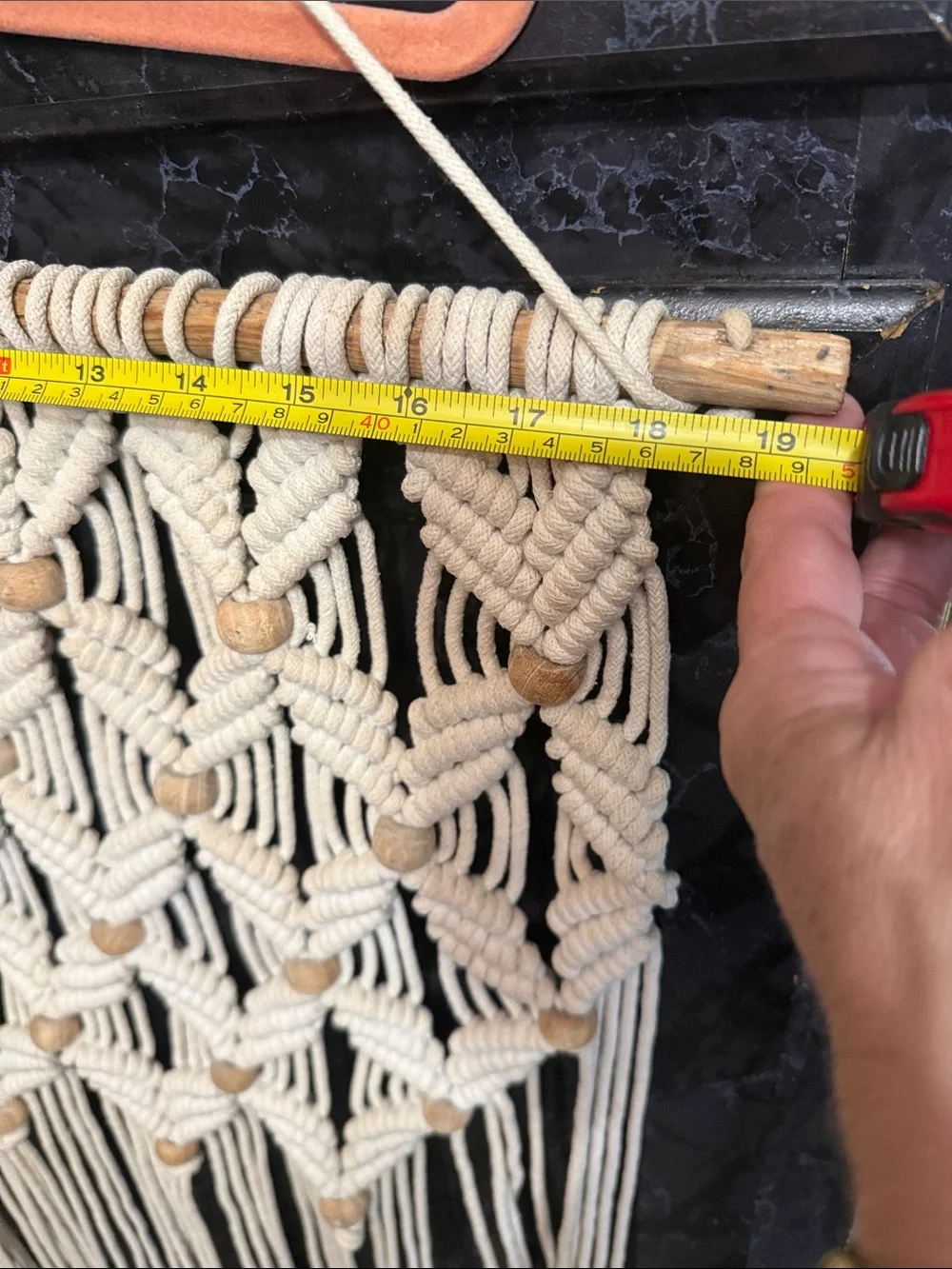 Boho Cream Macramé Wall Tapestry with Wooden Beads